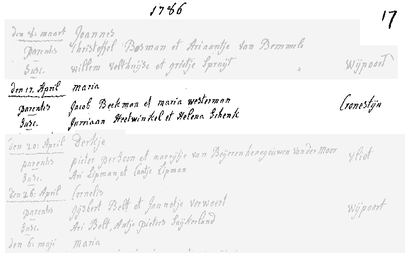 17860417 dp akte Maria dv Jacob Beekman - Maria Westerman